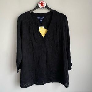 NEW Susan Graver Black Burnout Knit Tunic Tank Top 2 Pc Set